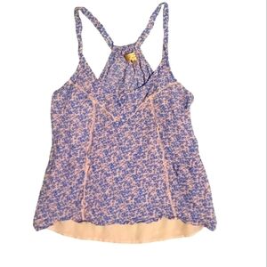PRINCESS Vera Wang camisole top pink & blue decorative button lined front SZ M